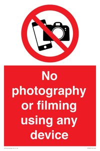 No photography or filming using any device